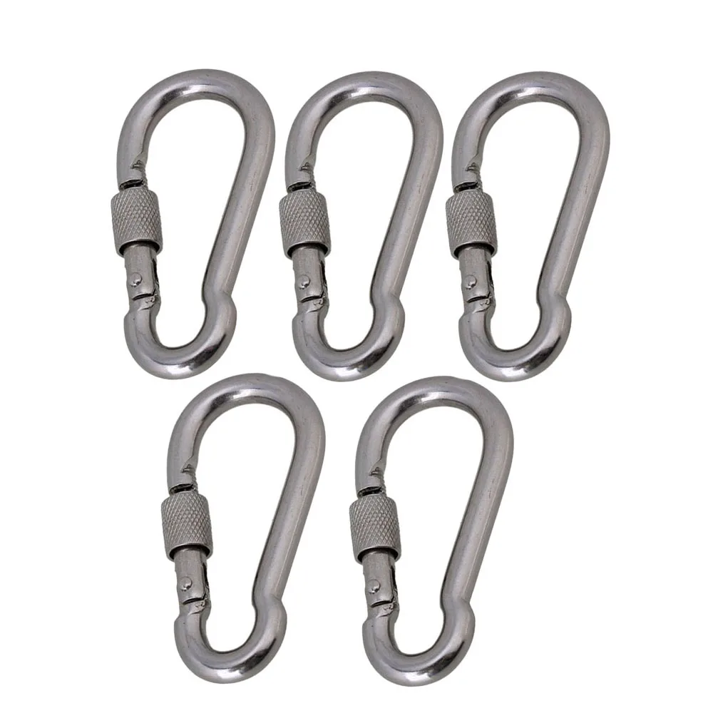 

2pcs 5pcs Stainless Steel 304 Quick Link Chain Snap Hook Rope Cable Carabiner Connector with Screw Lock M8 x 80mm Heavy Duty