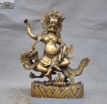 

christmas Tibet Buddhism Bronze Ride Dragon White Jambhala Mammon Wealth God Buddha Statue New Year