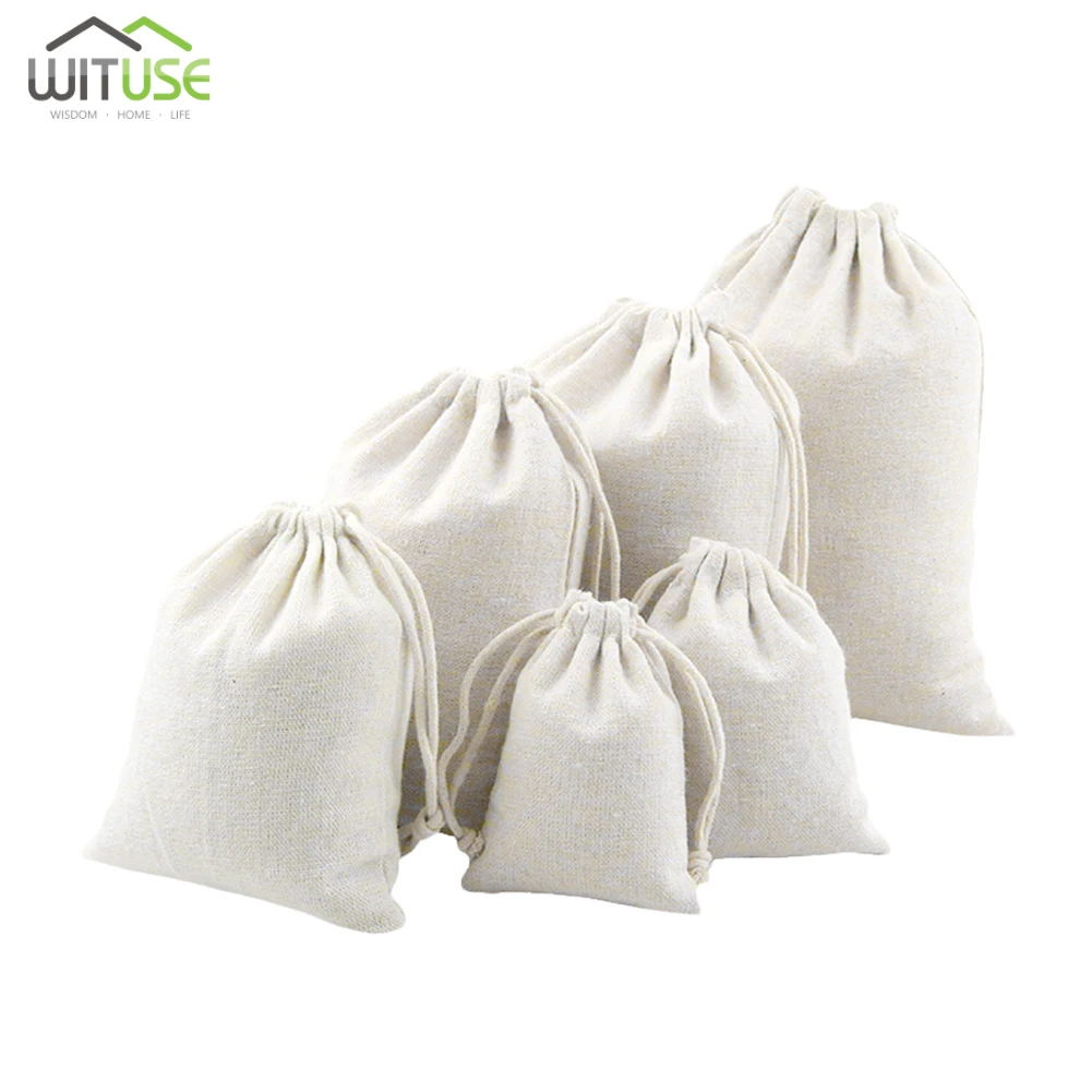 Wedding Favor Candy Organizer Merry Christmas Drawstring Pouch Jute Gift Bags