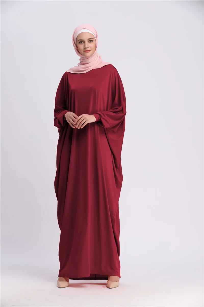 Повседневное мусульманское абайя рукав летучая мышь Макси платье кардиган свободный длинный халат платья Рамадан Турция Исламская молитва одежда служение