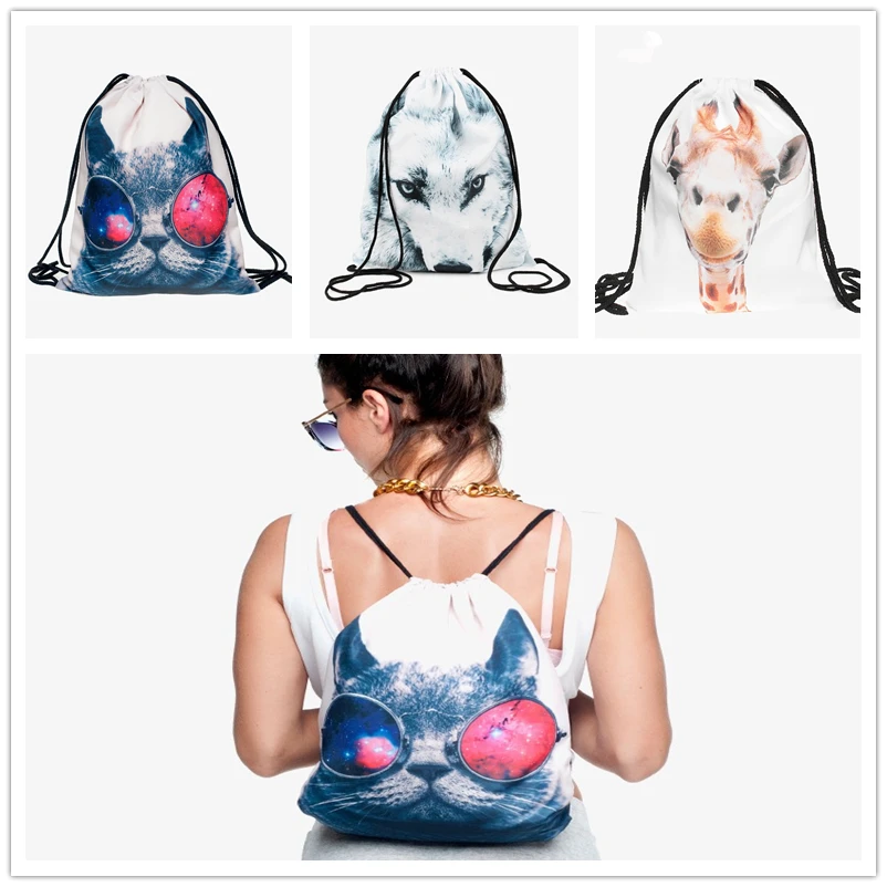 

Unisex Swimming Bags Printing Animal Pattern Women Gym Bags Sports Drawstring Pump Bags Hot Wholesales Drawstring Bag