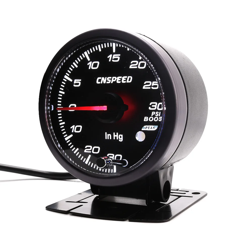 

Free Shipping CNSPEED 60MM Racing Car Turbo Boost gauge 30~30 Psi Amber/White LED Light with peak Function Boost Gauge