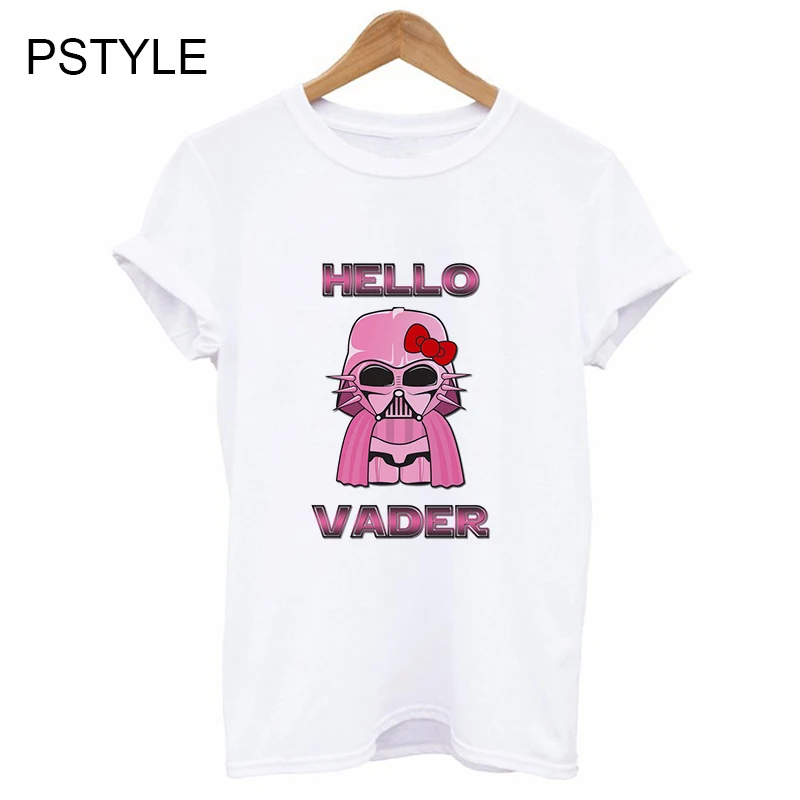 

Hello Vader T Shirt for Girls Star War T-Shirts for Womens Tee Shirt Cool Cat Summer Short Sleeve Harajuku Female Basic Tshirt