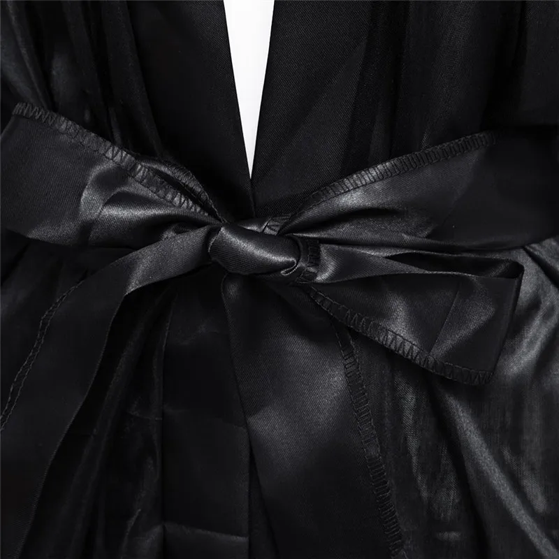 Новое горячее сексуальное женское белье размера плюс, атласное кружевное черное кимоно, интимная одежда для сна, халат, сексуальное ночное платье, женское эротическое нижнее белье