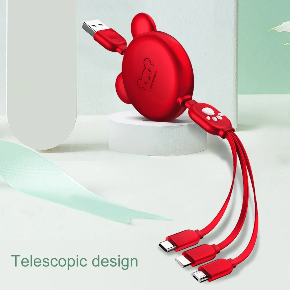Oatsbasf كبل usb قابل للسحب 3 في 1 ل فون X 5 6 7 8 الهاتف المحمول كابل نوع C المصغّر usb كابل ل كابل شاحن الهاتف