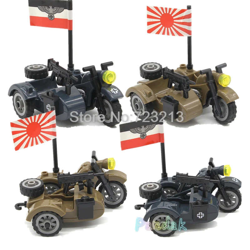 

Single Military SWAT Classic Three Wheeled Motorcycle MOC Weapon Figure Parts Accessories Model Building Blocks Brick Toy