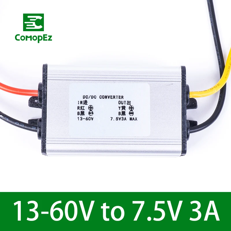 

13-60V to 7.5V 3A DC DC Voltage Converter IP68 Step Down Buck Module Power Supply for Light Cars Golf Carts Industrial Equipment