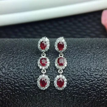 

Fashion array natural red ruby gem drop earrings Natural gem stone earrings 925 silver girl woman party fine earrings jewelry