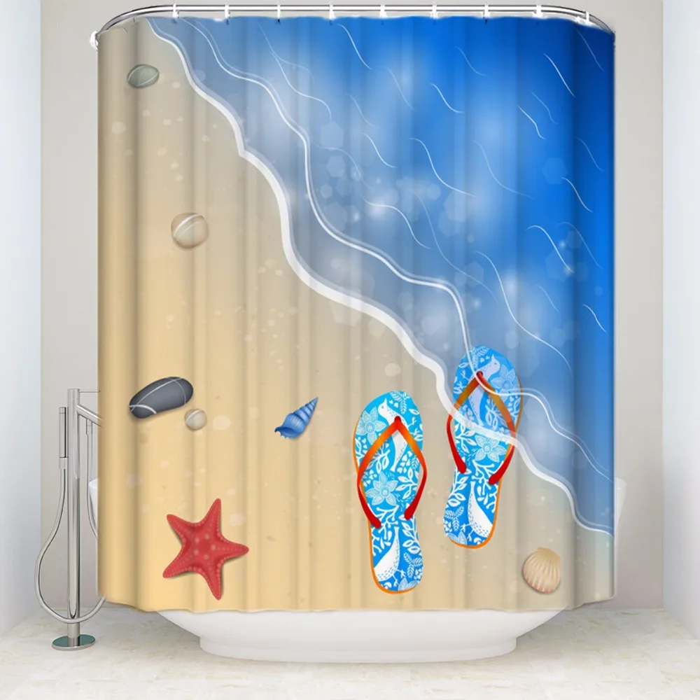Warm Tour Pretty Beach Flip Flops Shower Curtain Fabric Polyester