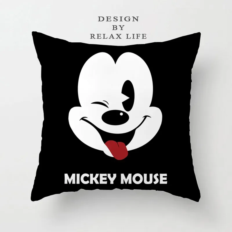 Disney Black and Cream Red Mickey Minnie Mouse Cushion Cover Sofa Decorative Pillowcases for Bed Couch 45x45cm no Filling