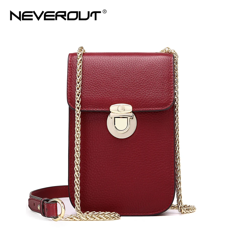NEVEROUT جلد طبيعي البسيطة الأزياء الهواتف المحمولة محفظة حقائب كتف Sac صغيرة رفرف حقيبة عبر الجسم حقيبة ساعي حالات