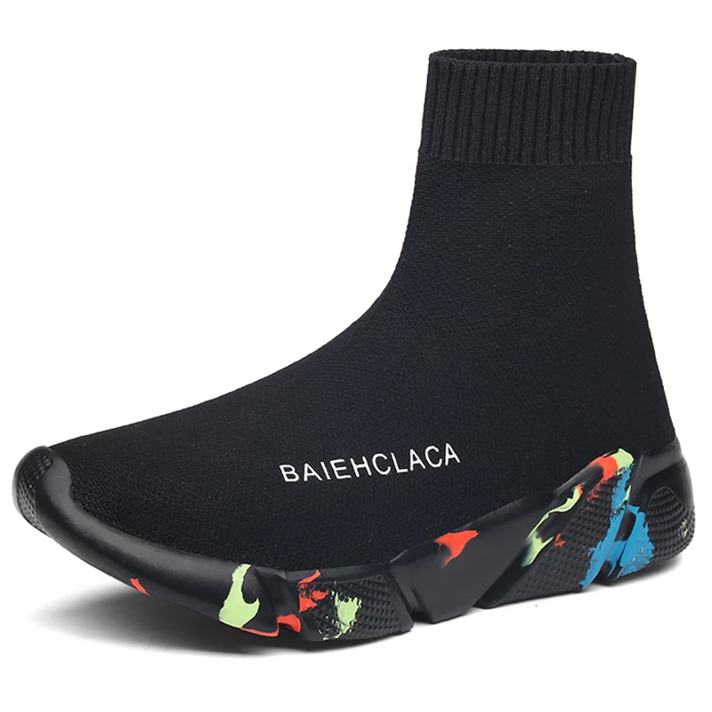 

Breathable Walking Shoes Women Man Ankle Boot Women Socks Shoes Female Sneakers Elasticity Wedge Platform Shoes Camouflage