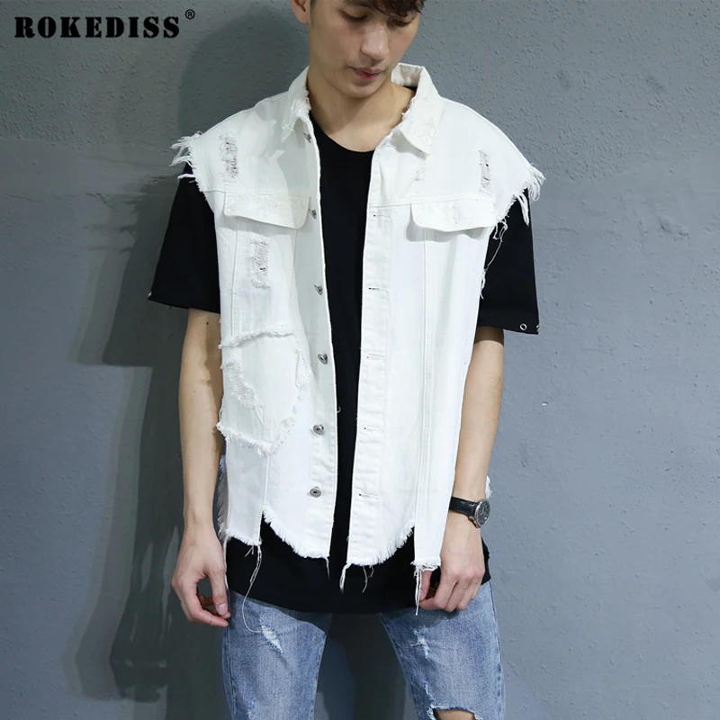white jean vest mens