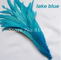 Natural Brown Rooster Tail Feather Accessories for DIY and Performance (Lake blue)