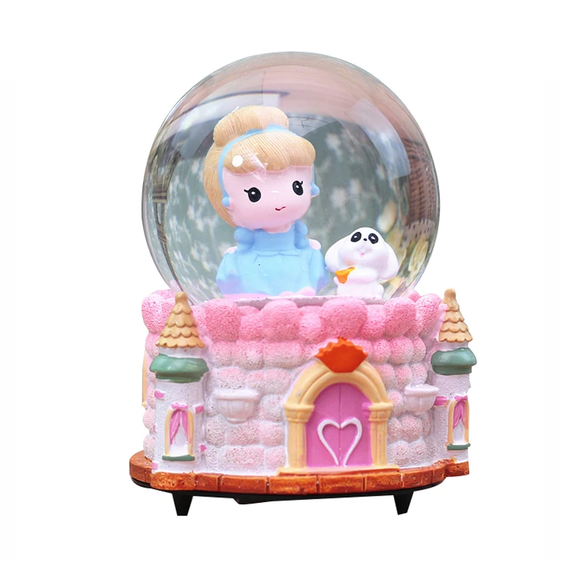 

Creative Home Decor Cartoon Princess Music Box Crystal Ball with Light Ornaments Rotating Crystal Ball Student Children's Gifts