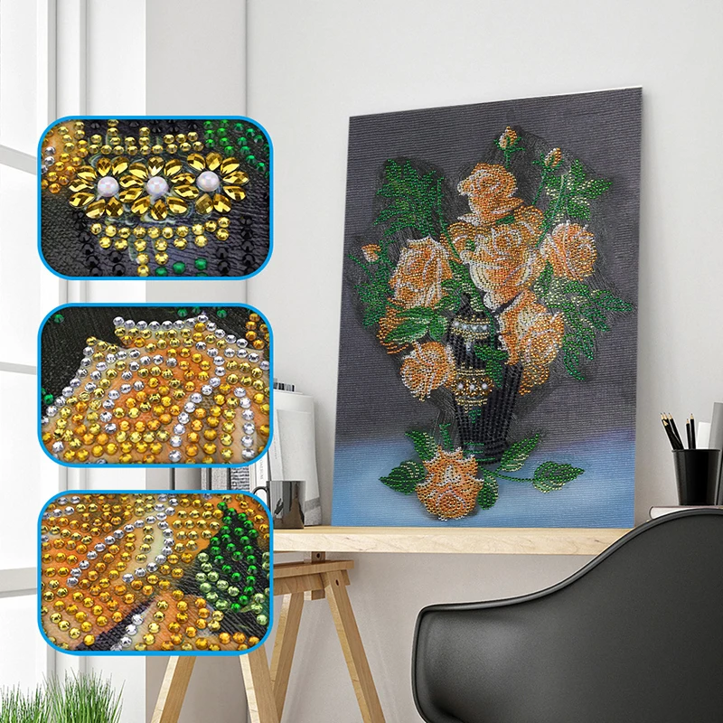 

Home Wall Decor DIY Diamond Painting Rose Vase Embroidery Cross Stitch Craft Living Room Diamond Paintings