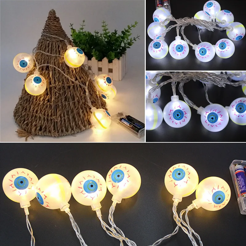 

2.2m 20leds Ghost Eye LED String Lights Battery Power Halloween LED Garlands Holiday Party Garden Decoration Fairy Lights