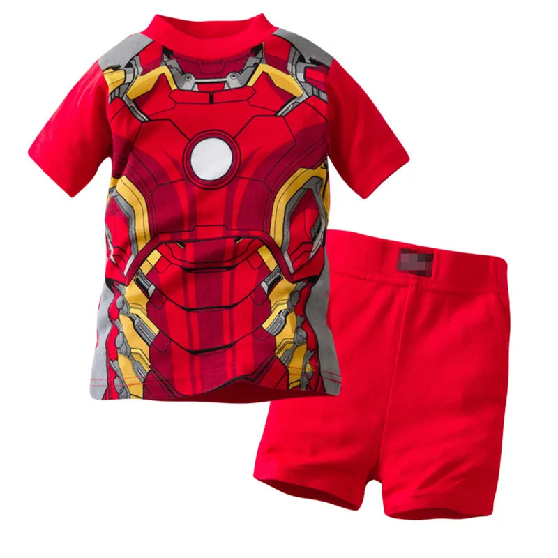 

NEW Kids Pajamas Set Children Sleepwear Baby Pajamas Sets Boy Short Sleeve Ironman Cotton Nightwear Casual Homewear Kid Clothing