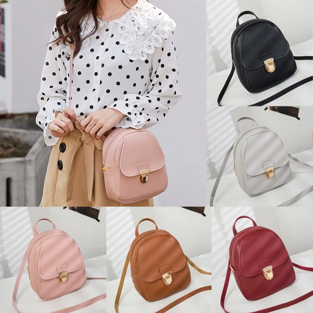 

Girl Headphone Hole Backpack Slung Student Shoulder Bags Mobile Phone Purse Women Solid Zipper Fashion Two Satchels Hot Sales