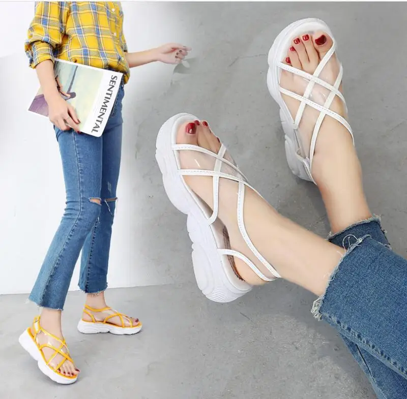 

2019 New Sexy transparent Open-toed Women Sport Sandals Wedge Women Sandals Outdoor Cool Platform Shoes Women Beach Summer Shoes