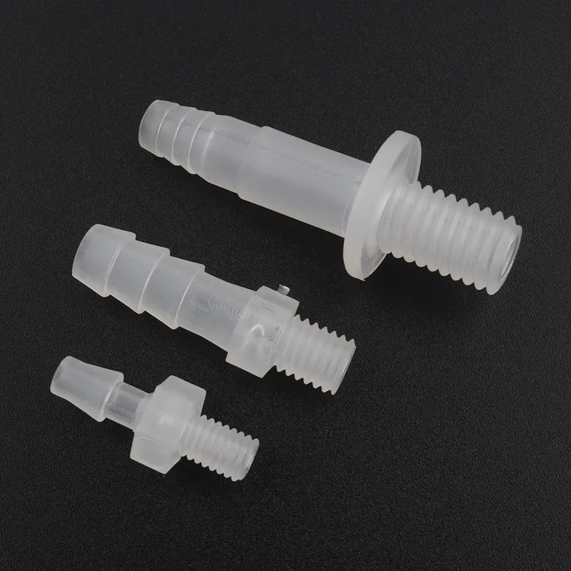 

NuoNuoWell 10pcs M5~M8 Male Thread To 2~10mm PP Straight Connectors Aquarium Fish Tank Hose Joints Air Pump Aerator Pipe Parts