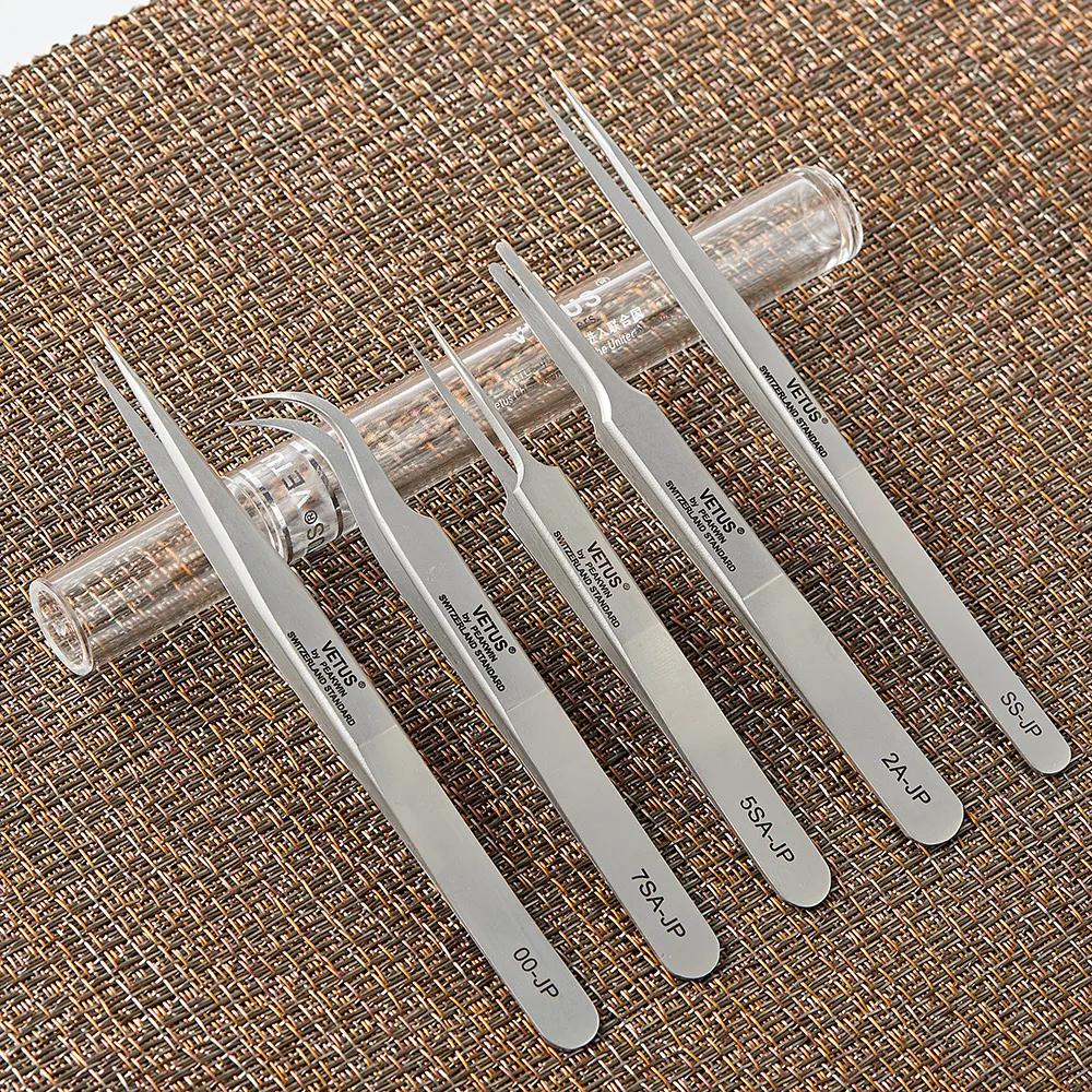 

VETUS JP volume eyelash tweezers Stainless Steel eyelash extension tweezers set full professional makeup lash pinzas lashes