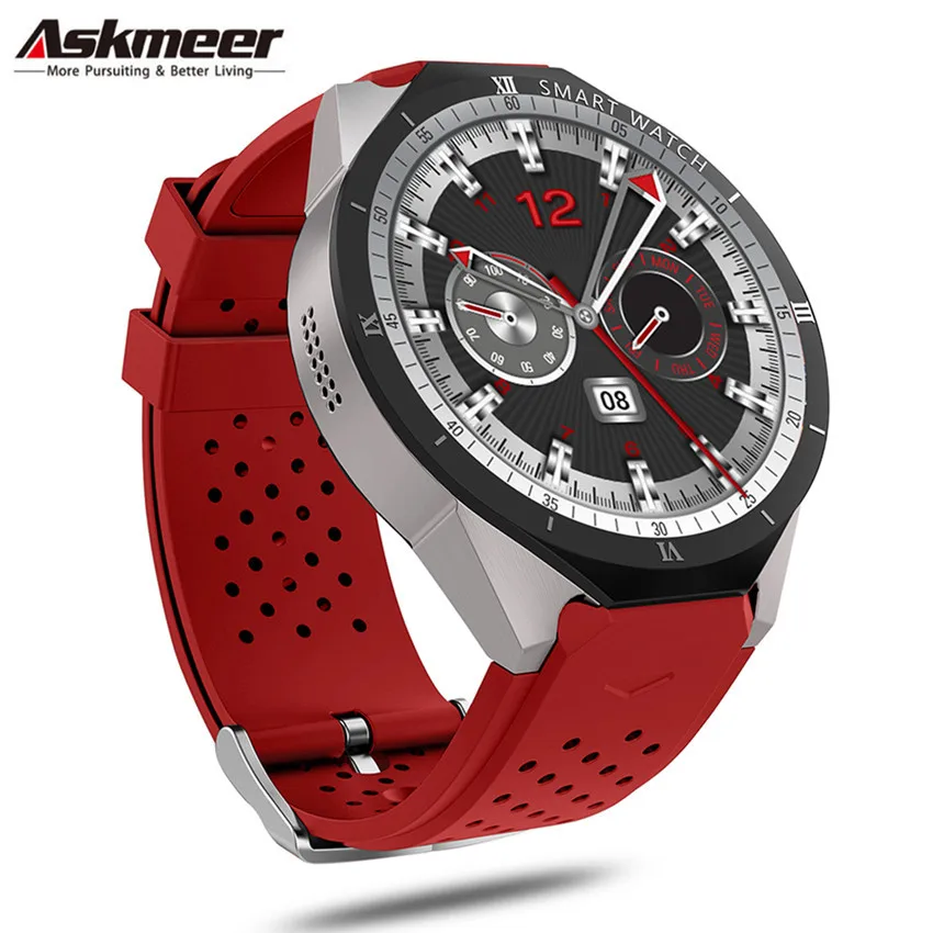 ASKMEER KW88 Pro умные часы Android 7,0 Smartwatch телефон MTK6580 1 ГБ 16 ГБ 3G Wifi gps Bluetooth умные часы 2.0MP Wirstbands - Цвет: Красный