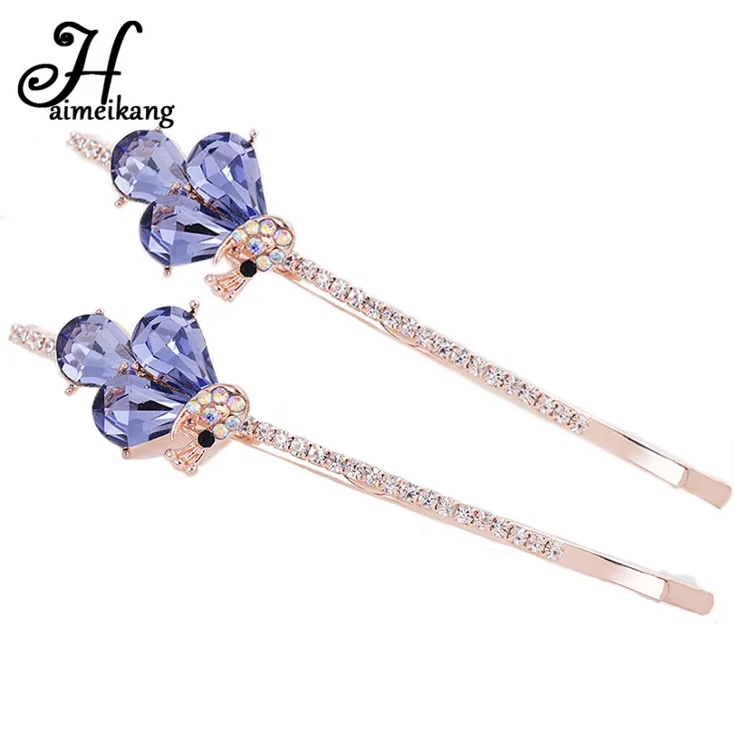 

Haimeikang Elegant Bridal Wedding Headwear Colorful Rhinestone Hair Clip Barrettes Hairpin For Women Hair Accessories Ornament