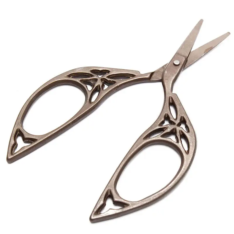 

Antique Titanium Zakka Sewing Scissors Vintage Stripe Hollow Fabric Sewing Supplies tesoura costura