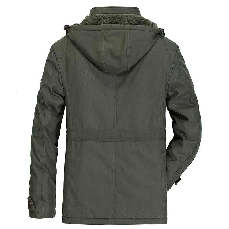 Winter Hooded Jacket Men Long Casual Warm Fleece Parka Thick Loose Baggy Coat Windbreaker Male Clothes Plus Size 4XL 5XL