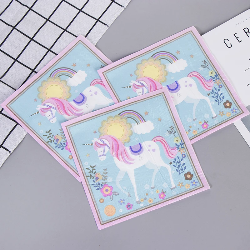 

Cute Unicorn Horse Baby Birthday Paper Napkins Cafe & Party Tissue Napkins Decoupage Decoration Paper 33cm*33cm 20pcs/pack/lot