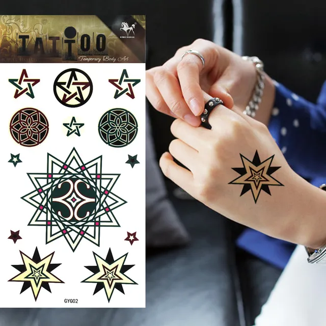 1 Szt Luminescencyjne Tymczasowe Tatuaż Gwiazda Projektu Tattoo