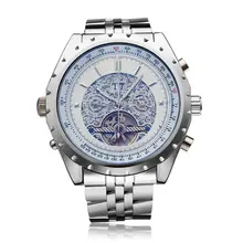JARAGAR Brand Luxury Automatic Mechanical Silver Stainless SteelMen Wrist Watch Calendar Men s Watches 2016 New