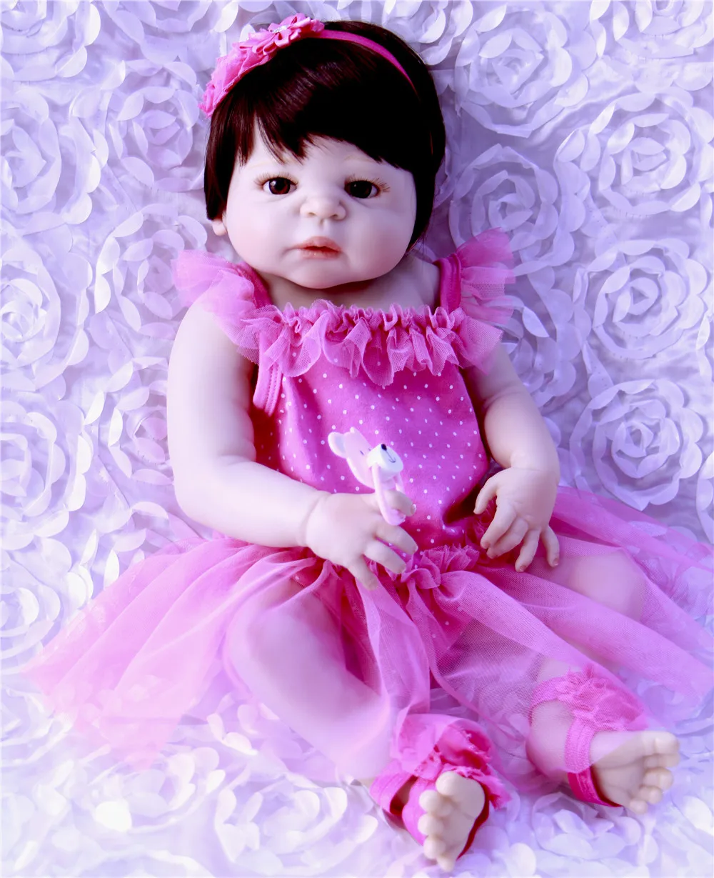 

Full silicone reborn baby dolls 23" girl body BJD princess newborn toddler princess real alive bebe bonecas reborn