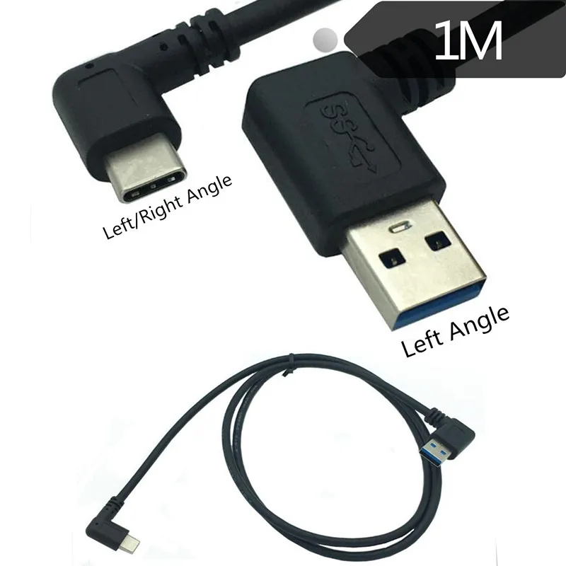 

1M 100cm Left Angle USB 3.0 (Type-A) Male to USB3.1 (Type-C)Male Left & Right Angle USB Data Sync & Charge Cable Connector