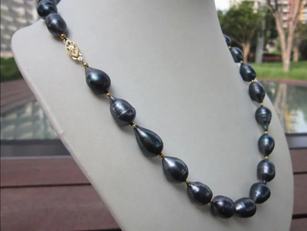 HOT SELL 11-13MM TAHITIAN NATURAL SOUTH SEA BLACK PEARL NECKLACE 925silver | Украшения и аксессуары