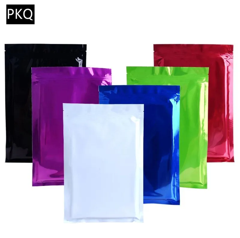 Us 23 8 15 Off 200pcs Lot Colored Ziplock Package Bag Flat Bottom Aluminum Foil Mylar Zip Lock Bags For Dessert Food Candy Tea Coffee In Storage