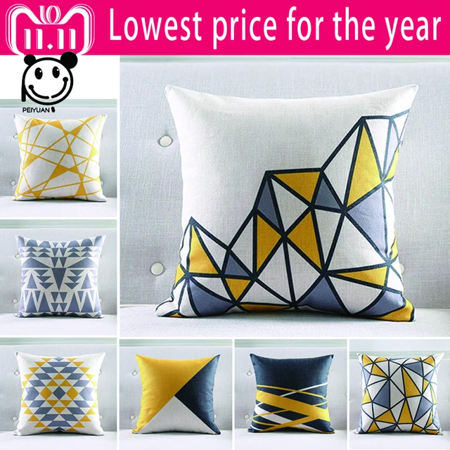 PEIYUAN Stile Nordico Fodere per Cuscini Grigio Giallo Cuscini Decorativi Cuscin PEIYUAN Stile Nordico Fodere per Cuscini Grigio Giallo Cuscini Decorativi Cuscin