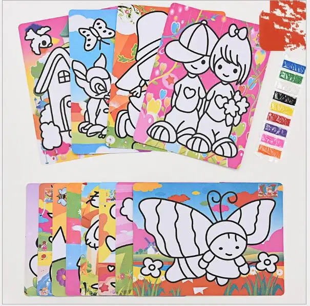 2pcs Colorful sand painting drawing paper with sand kindergarden drawing font b toys b font