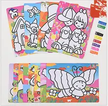 2pcs Colorful sand painting drawing paper with sand kindergarden drawing toys