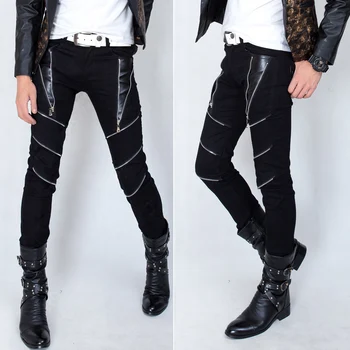 

Autumn Young Metrosexual Zipper Elastic Jeans Skinny Pants Mens Fashion Leggings Men Pants Casual Mens Business Trousers Boys
