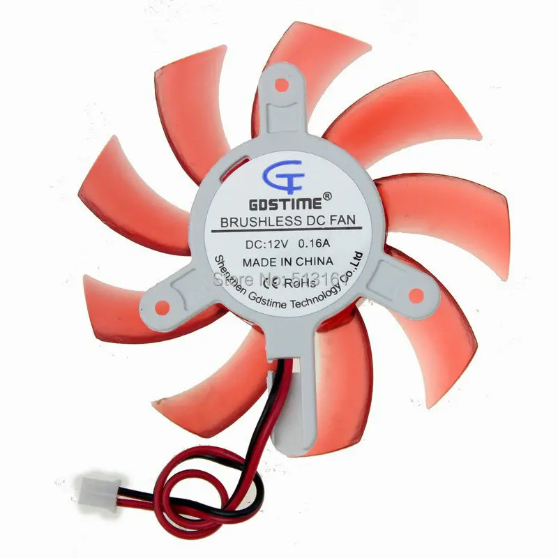 

Gdstime PC VGA Video Card Heatsink Cooler Cooling Fan 75mm 12V DC 2Pin Red