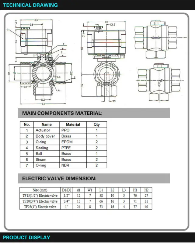 Drawing- 3 way brass-B