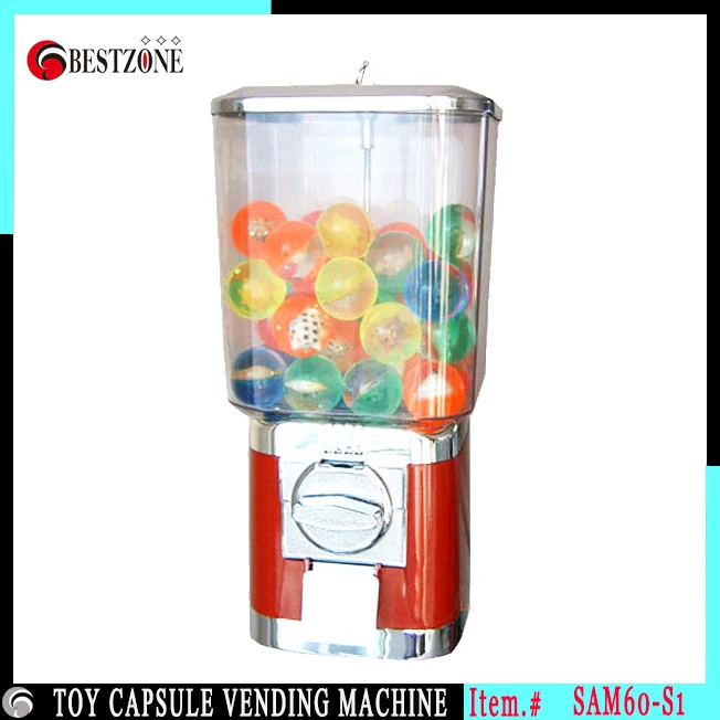 

Toy candy vending machine comes with free 50pcs plastic balls metal construction bouncing ball or plastic capsule with 25-40mm