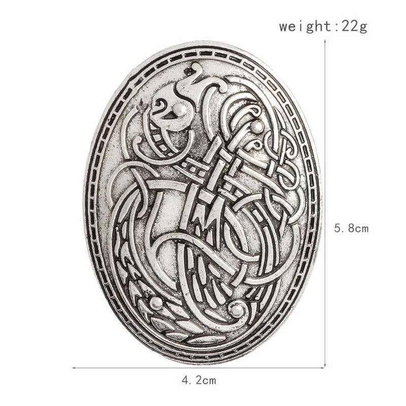Viking Were wolf Carved Rune Ethnic Peace Brooch Totem Badge gold silver Cosplay Corsage Brooches Jewelry for women