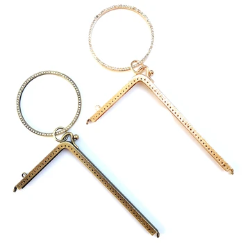 

5Pcs Flower Convex L Shape Metal Frame Kiss Clasps Lock Buckles Bag Handbag Purse Handle With Big Ring Accessories 18.5cm