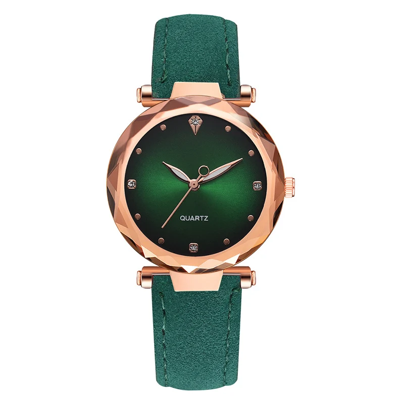 Новые модные женские часы-браслет кожаные Наручные часы женские повседневные платья женские кварцевые женские часы для женщин Montre Femme - Цвет: green