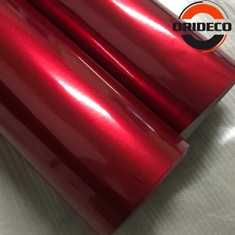 50cm*200cm/300cm Luxury Glossy Metallic Red Vinyl For Car Wrap Film With Air Channel Pearl Shinny Sticker Vehicel Wraps