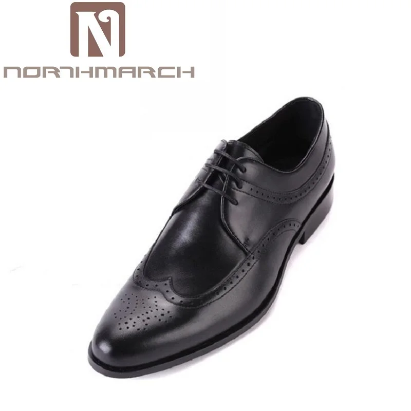 

NORTHMARCH Shoes Men Genuine Leather Lace-Up Handsome Autumn Dress Shoes Black Brown Carved Hollow Wedding Shoes Luxury Products