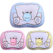Buy 1PCS Soft Baby Infant Bedding Bear Print Oval Shape 100% Cotton Baby Shaping Pillow High Quality Free Shipping